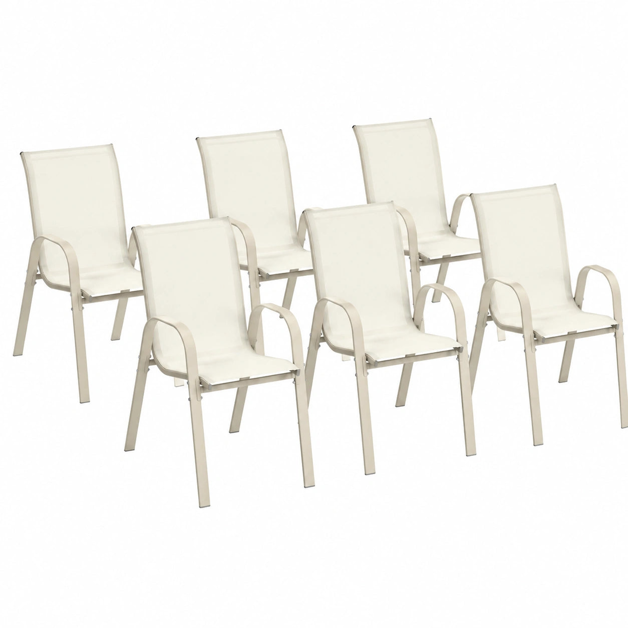 Chaise de jardin, en métal, coloris beige, pour la terrasse ou le jardin