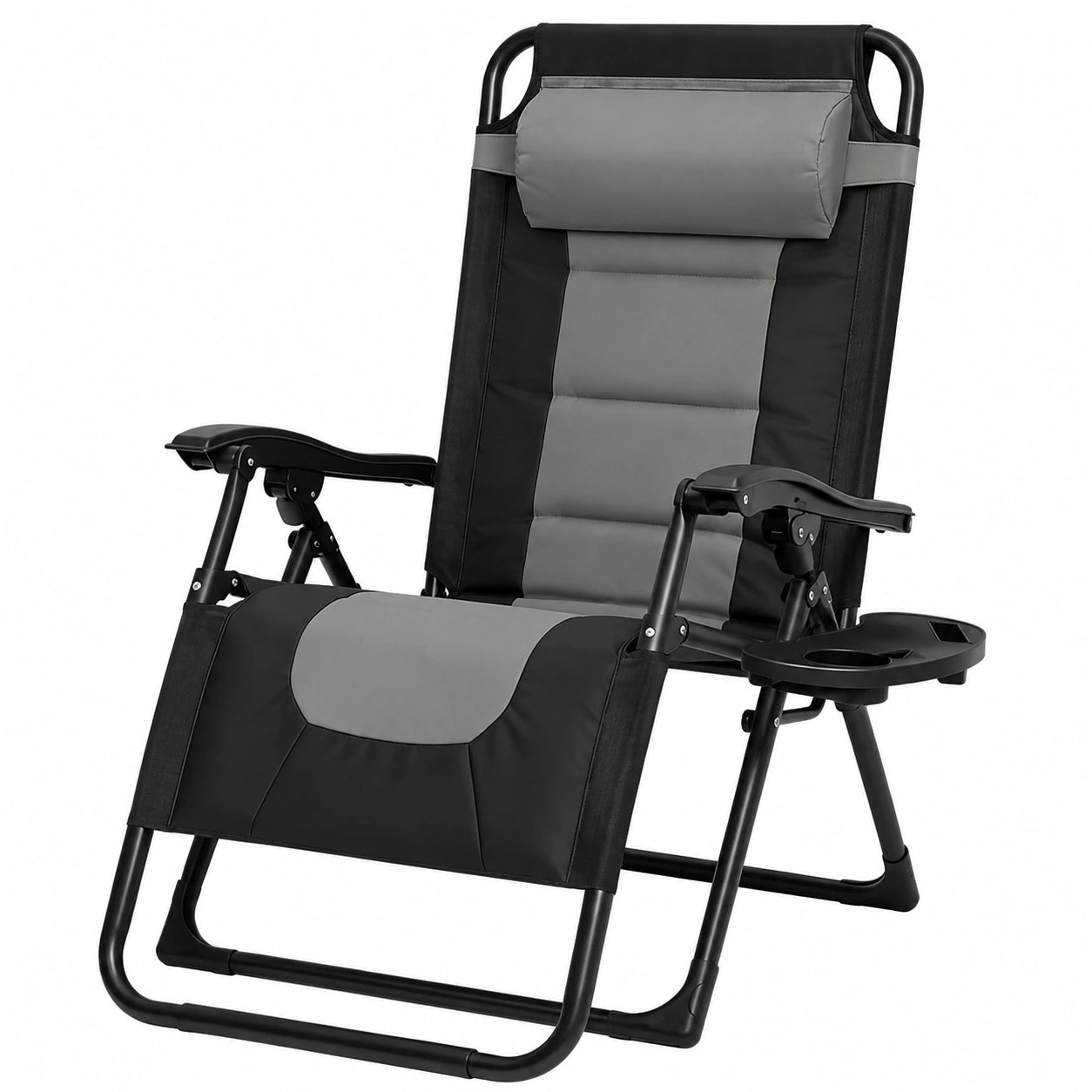 Chaise de jardin, avec porte-gobelet, coloris gris, pour la terrasse ou le jardin