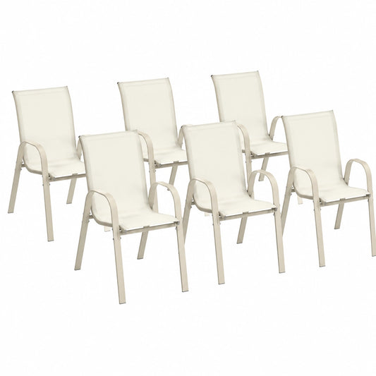 Chaise de jardin, en métal, coloris beige, pour la terrasse ou le jardin