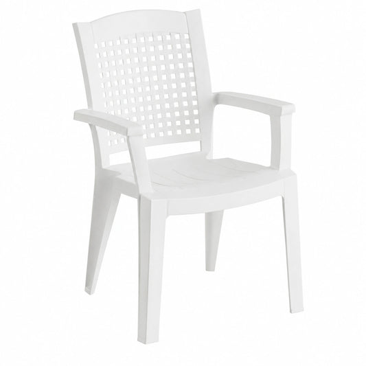 Chaise de jardin, en métal, coloris blanc, pour la terrasse ou le jardin