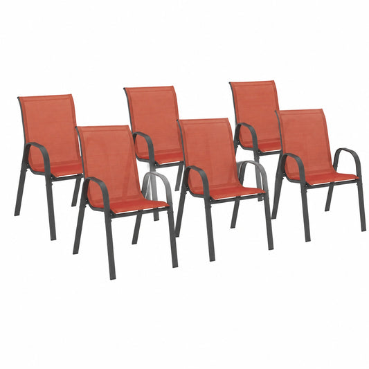 Chaise de jardin, en métal, coloris gris et terracotta, pour la terrasse ou le jardin