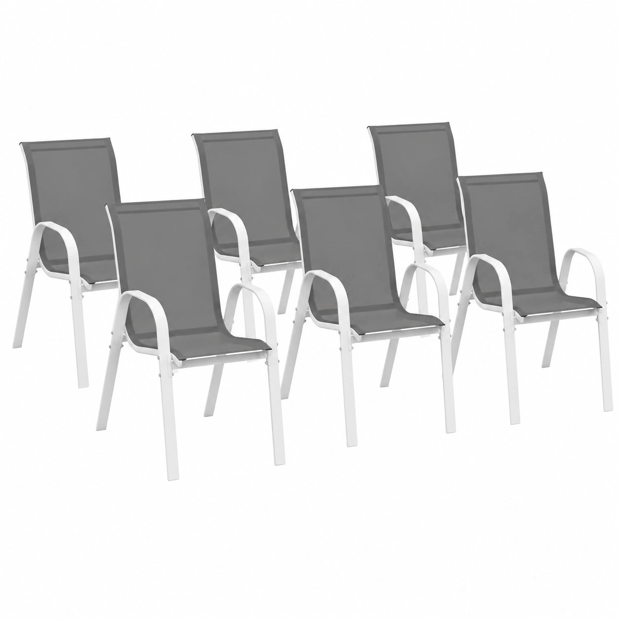 Chaise de jardin, en métal, coloris blanc et gris, pour la terrasse ou le jardin
