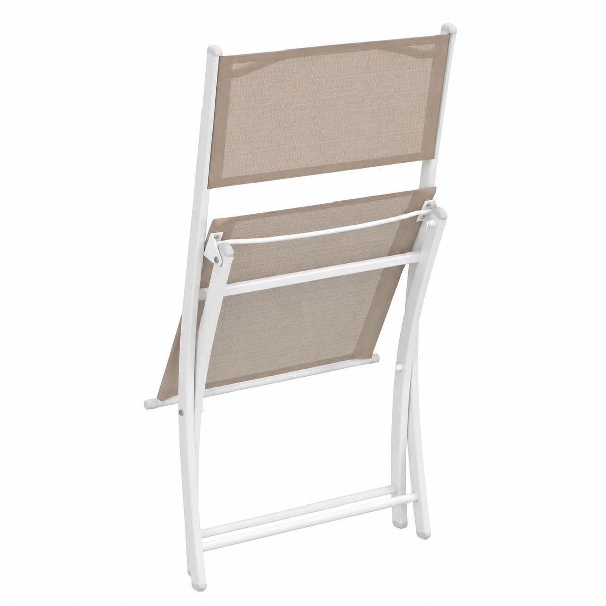 Chaise de jardin, en métal, coloris blanc et beige, pour la terrasse ou le jardin