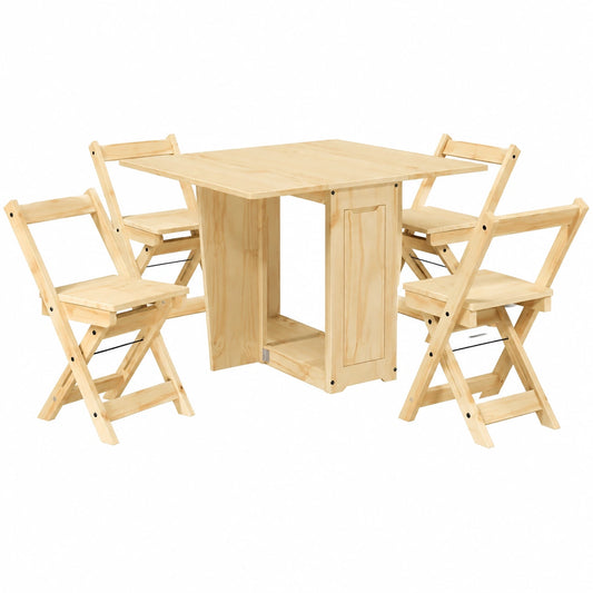 Table à manger, pliable, coloris marron, 5 pièces, pour la salle à manger