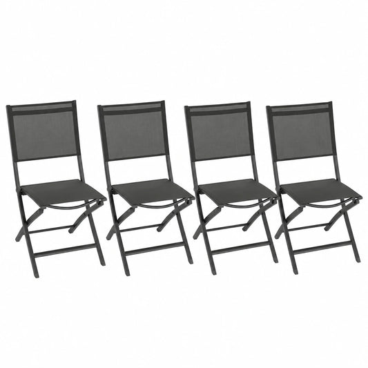 Chaise de jardin, en aluminium, pliable, coloris anthracite, 45 x 57 x 90 cm, pour la terrasse ou le jardin