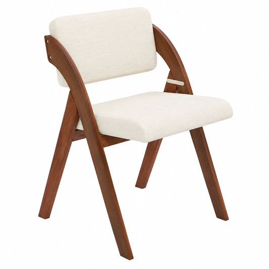 Bureau, avec housse, pliable, rembourré, en noyer et lin, coloris beige, pour l’espace de travail