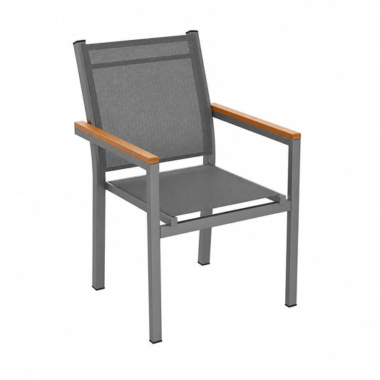 Chaise de jardin, en aluminium, coloris gris, pour la terrasse ou le jardin