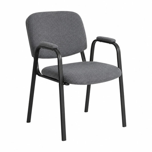 Chaise, en métal et tissu, rembourré, coloris noir et gris, pour la salle à manger ou la cuisine