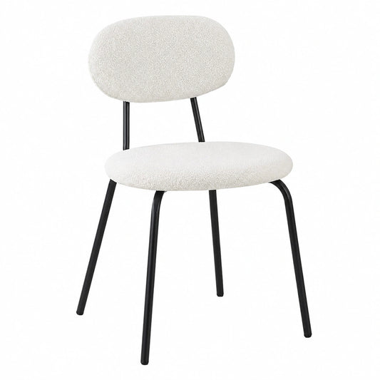 Chaise, en métal et tissu, avec coussin, coloris blanc, pour la salle à manger ou la cuisine