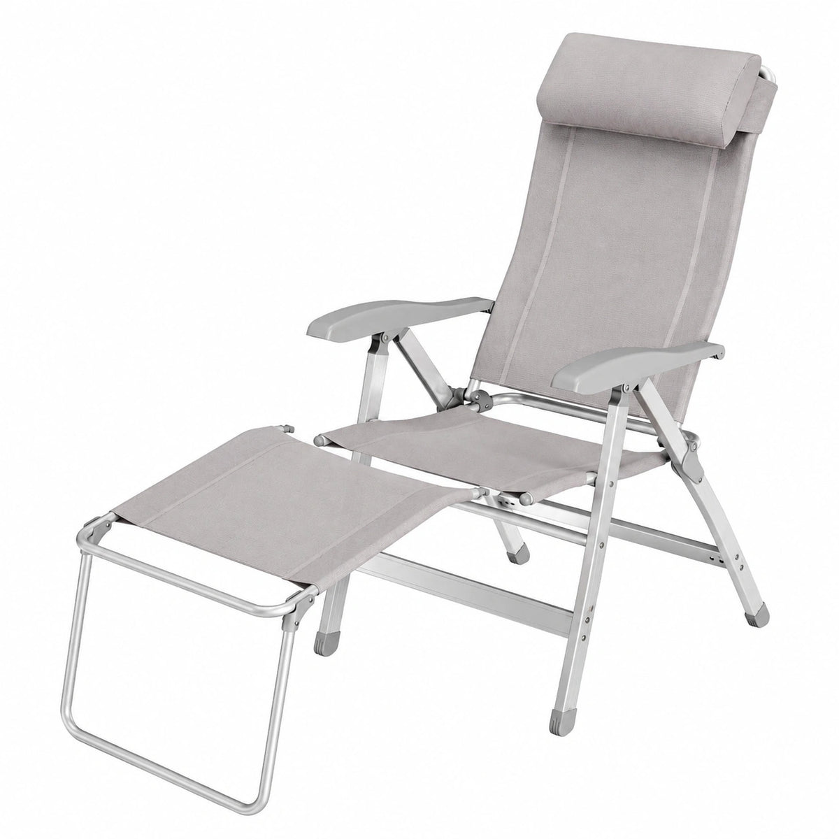Chaise longue, réglable, en aluminium, coloris taupe, pour la terrasse ou le jardin