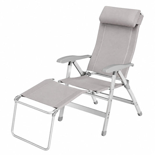 Chaise longue, réglable, en aluminium, coloris taupe, pour la terrasse ou le jardin